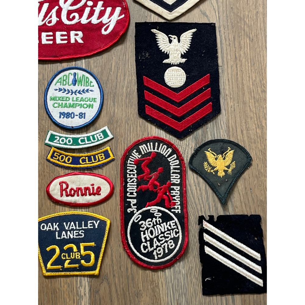 Lot of 29 Vintage Sew On Patches 1970's Beer Bowling Military NFL PBR Falls City - Picture 4 of 9